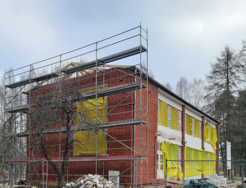 Turpinās pašvaldības ēkas "Bērzi", Matkules pagastā energoefektivitātes paaugstināšanas būvdarbi